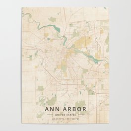 Ann Arbor, United States - Vintage Map Poster