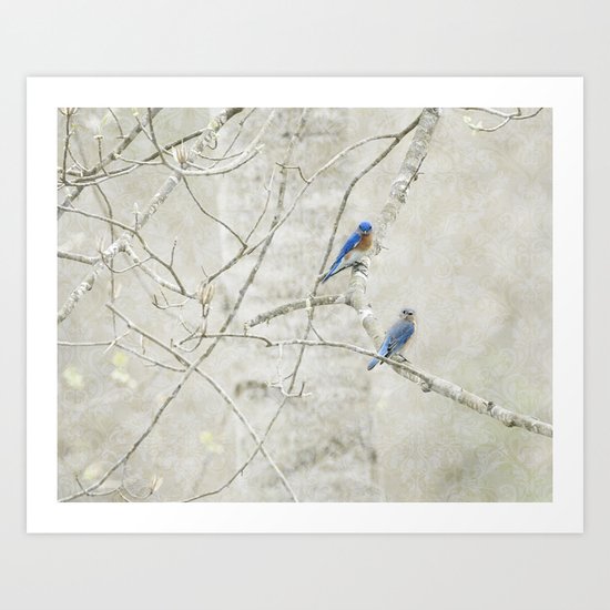 Bluebirds in Spring Art Print