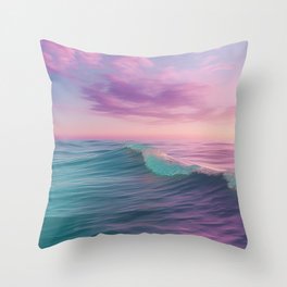 Candy Waves | Pastel Ocean Shoreline off Coast of California Art Print | 03 Throw Pillow