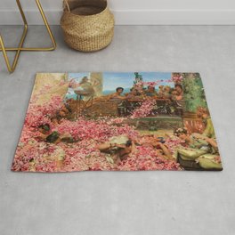 1888 Classical Masterpiece 'The Roses of Heliogabalus' by Sir Lawrence Alma-Tadema Rug