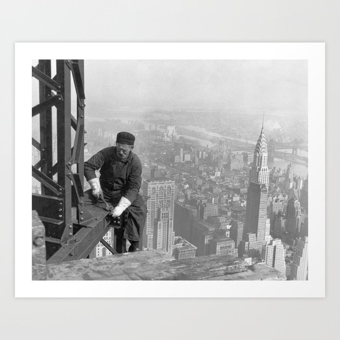 Construction Worker Working On The Empire State Building Art Print