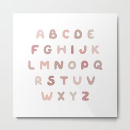Chunky ABC | Peony Pink on White | Modern Minimalist English Alphabet Metal Print | Educationalposters, Graphicdesign, Abcpillow, Nurseryprints, Abcprintable, Classroomdecor, Classroomposters, Alphabetpillow, Nurserydecor, Educationalprints 