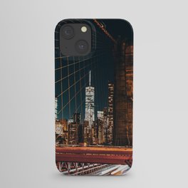 Brooklyn Bridge and Manhattan skyline in New York City at night iPhone Case