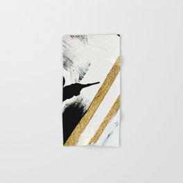 Armor [8]: a minimal abstract piece in black white and gold by Alyssa Hamilton Art Hand & Bath Towel