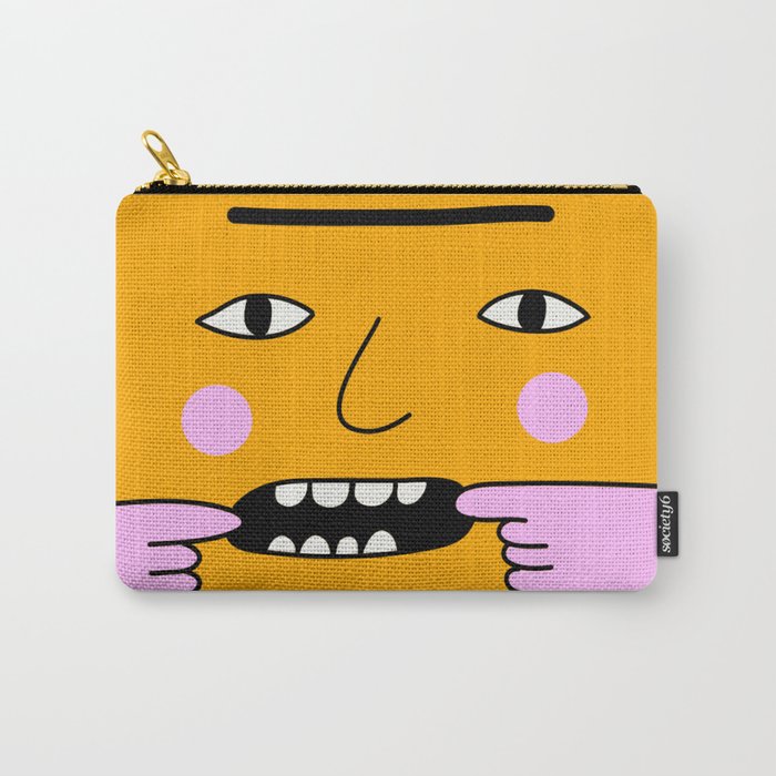 yellow super funny face smirking Carry-All Pouch