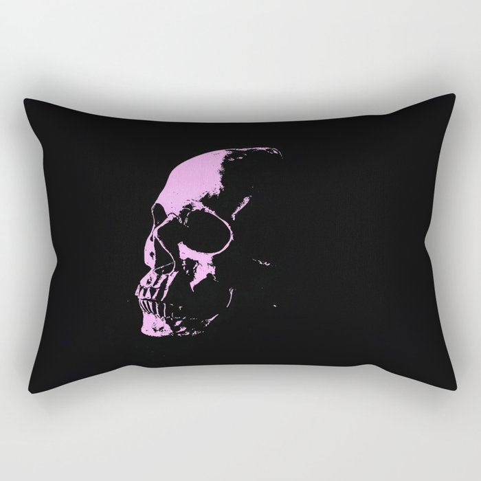 Pink skull on black Rectangular Pillow