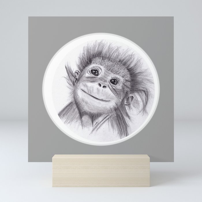 Baby Orangutan Pencil Drawings Edition 1 Mini Art Print