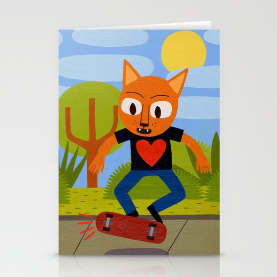 Skateboarding Cat Stationery Cards