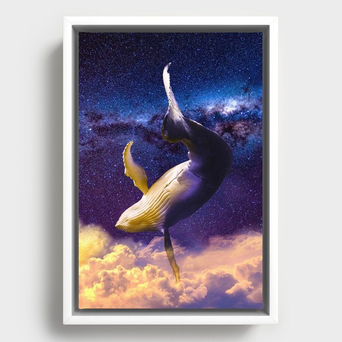 Dream Whale at Night Framed Canvas