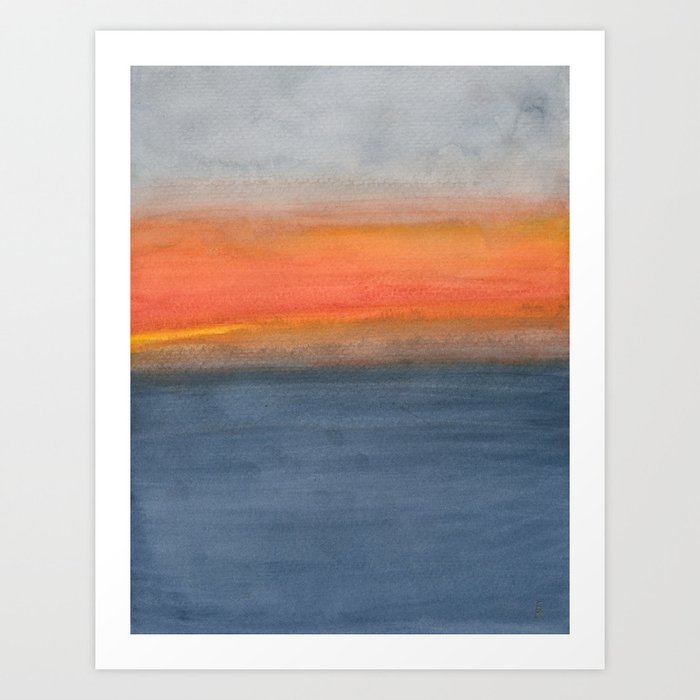 Color Field: Hawai'i Cloudy Ocean Sunset Art Print