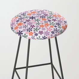 dreamsicle orange lavender eclectic daisy print ditsy florets Bar Stool