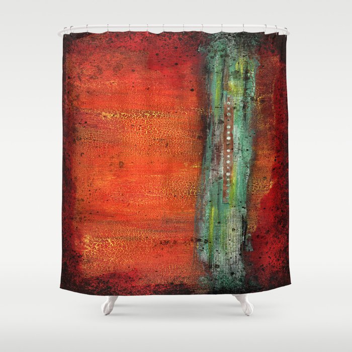 Abstract Copper Shower Curtain