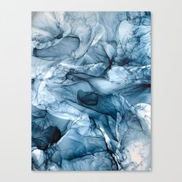 Churning Blue Ocean Waves Abstract Painting Canvas Print