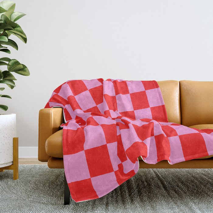 Pink check throw blanket sales