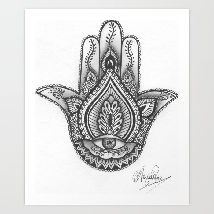 Hamsa hand Illustration (Evil Eye) protection/good luck - By Ashley ...