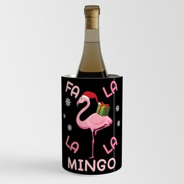 Fa La La La Mingo Christmas Day Pink Flamingo Xmas Wine Chiller