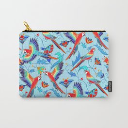 Gold Enamel Red Macaws - Baby Blue  Carry-All Pouch