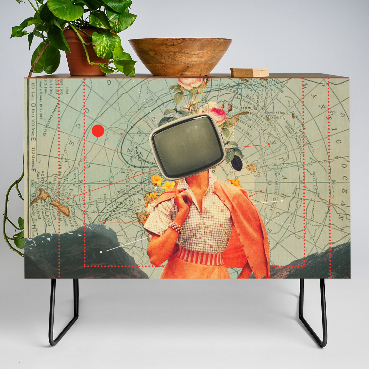 Antarctic Broadcast Credenza By Frankmoth Society6