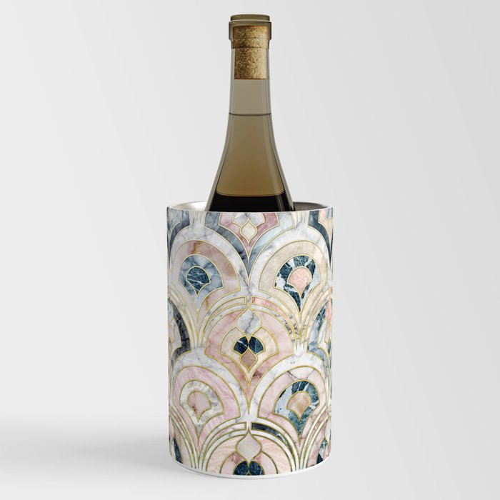 Art Deco Marble Tiles in Soft Pastels Wine Chiller