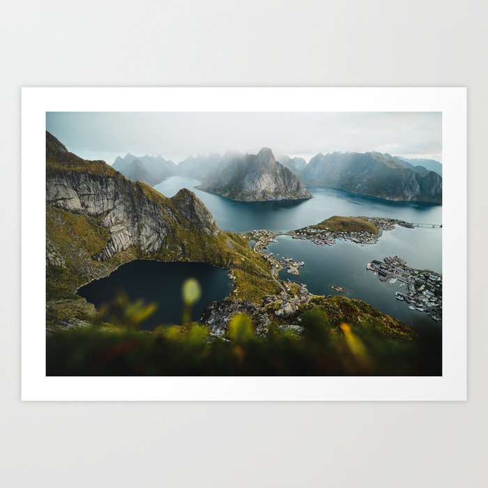 Reinebringen Moody Fjord Landscape Art Print