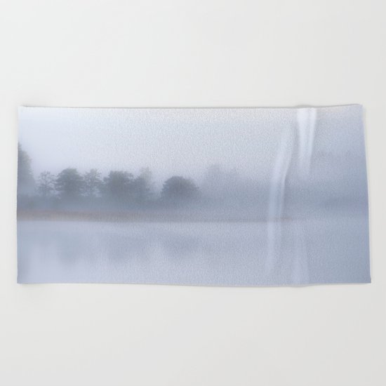 Autumn Foggy Morning Beach Towel