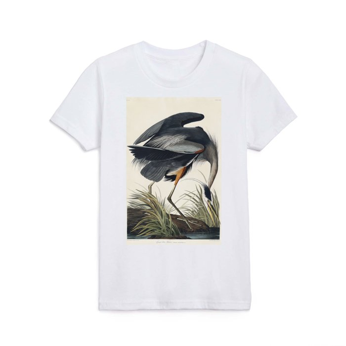 Great blue Heron from Birds of America (1827) by John James Audubon Kids T Shirt