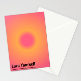 Love Yourself, Retro Meditation Gradient Stationery Card