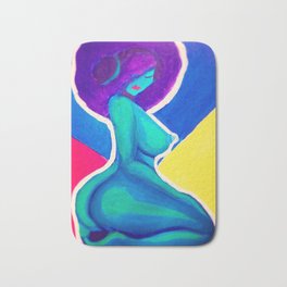 Just Me and My Music Bath Mat | Nsfw, Painting, Acrylics, Womanonherknees, Sexylady, Music, Musicismylife, Afro, Purple, Bigbottomwoman 