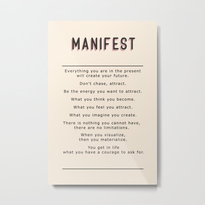 Manifest Affirmation List Print Metal Print