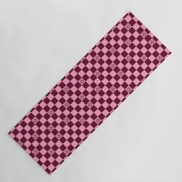 Smiley Faces On Checkerboard (Pink & Wine Burgundy)  Yoga Mat