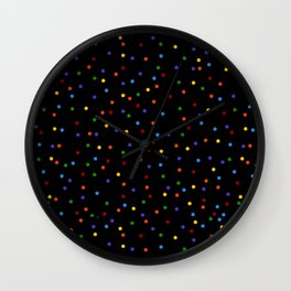 Black Rainbow Polka Dot Pattern Wall Clock