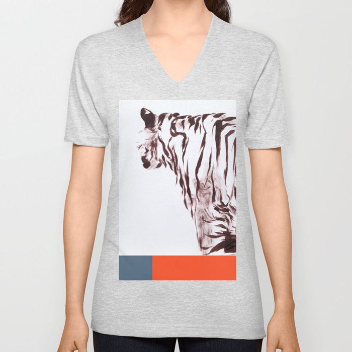 Ink Tiger V Neck T Shirt