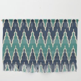 Chevron Pattern 534 Black and Turquoise Wall Hanging