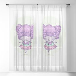 Chibi Zen Pastelito  Sheer Curtain