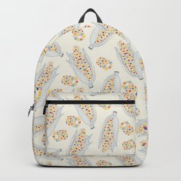 Corn Backpack | Market, Oranges, Strawberry, Lemons, Corn, Vegetable, Food, Colored Pencil, Popcorn, Pattern 
