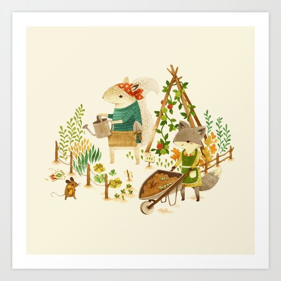 Critters: Summer Gardening Art Print