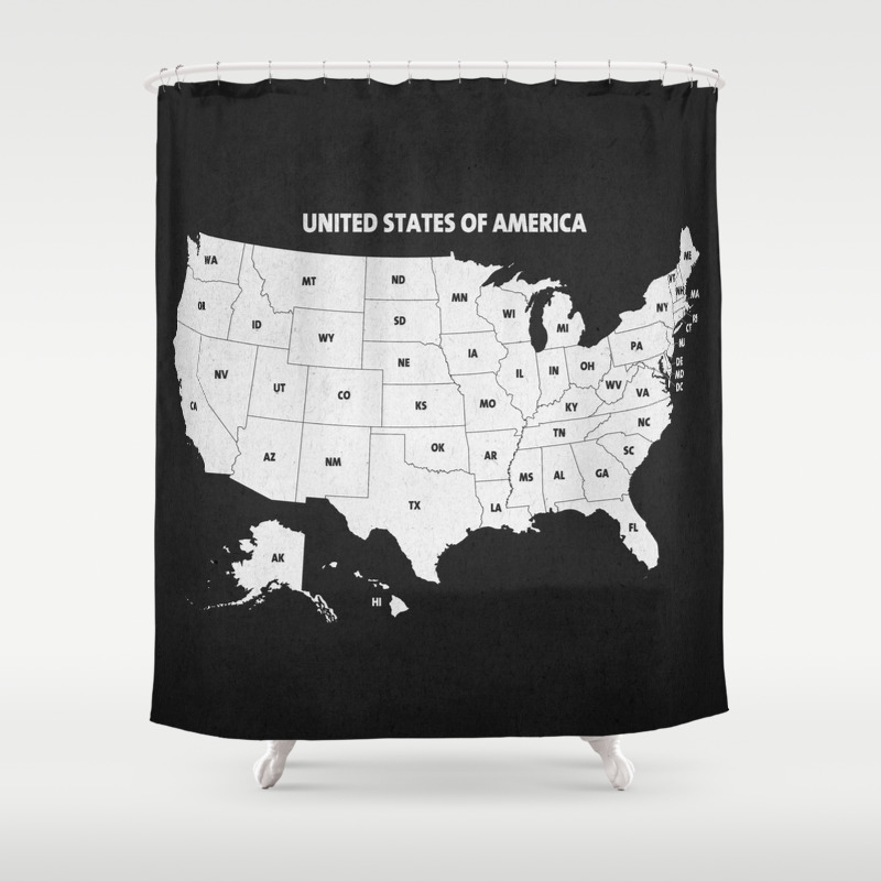 Black White U S A Map Shower Curtain By Champagne Society6