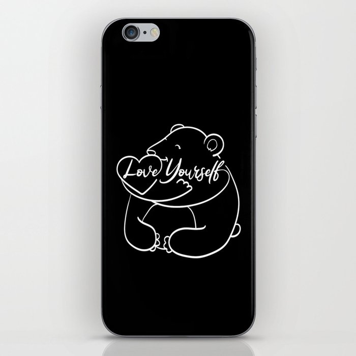 Love Yourself Cute Bear Illustration iPhone Skin