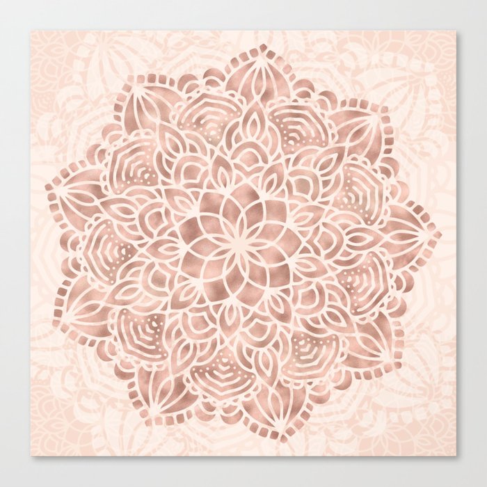 Mandala Seashell Rose Gold Coral Pink Canvas Print