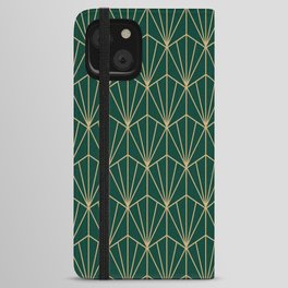 Art Deco Vector in Green and Gold iPhone Wallet Case