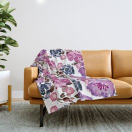 fleur - purple Throw Blanket
