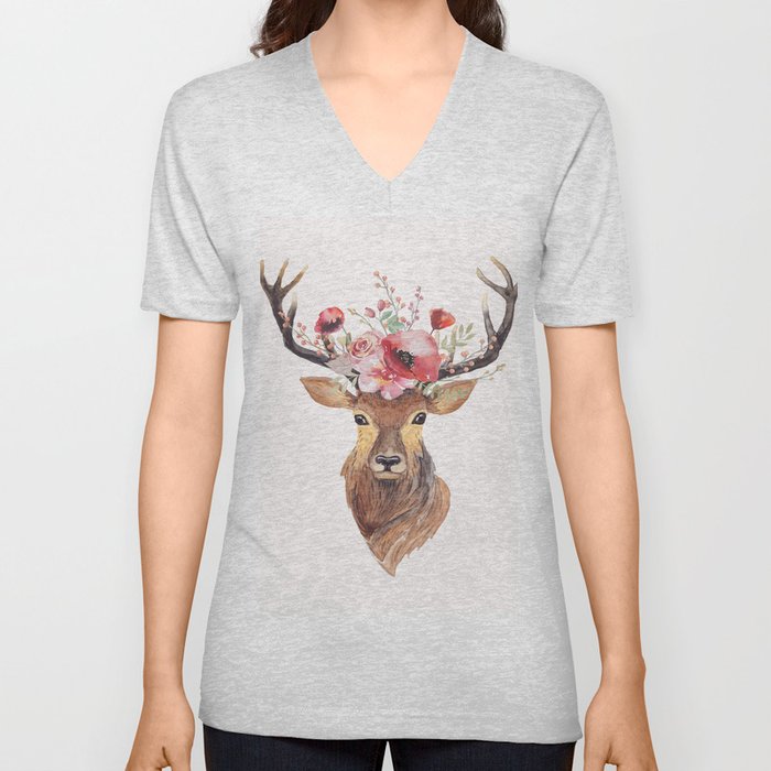 Bohemian Deer V Neck T Shirt