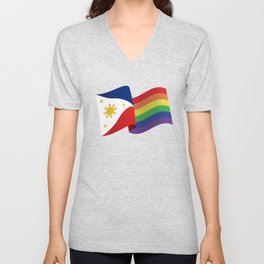 Philippine Rainbow Pride Flag Unofficial Unisex V-Neck