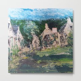 Cotswold Cottages acrylic painting print by Lynn Ede Metal Print | Lynn, Travel, Masks, Artist, Prints, Card, Mat, Paint, Acrylic, Cottages 