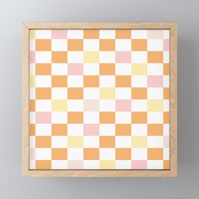 Summer Checkered (Orange / Pink / Yellow) Framed Mini Art Print