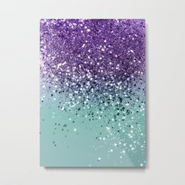 Purple Teal Mermaid Ocean Glitter #1 (Faux Glitter) #shiny #decor #art #society6 Metal Print