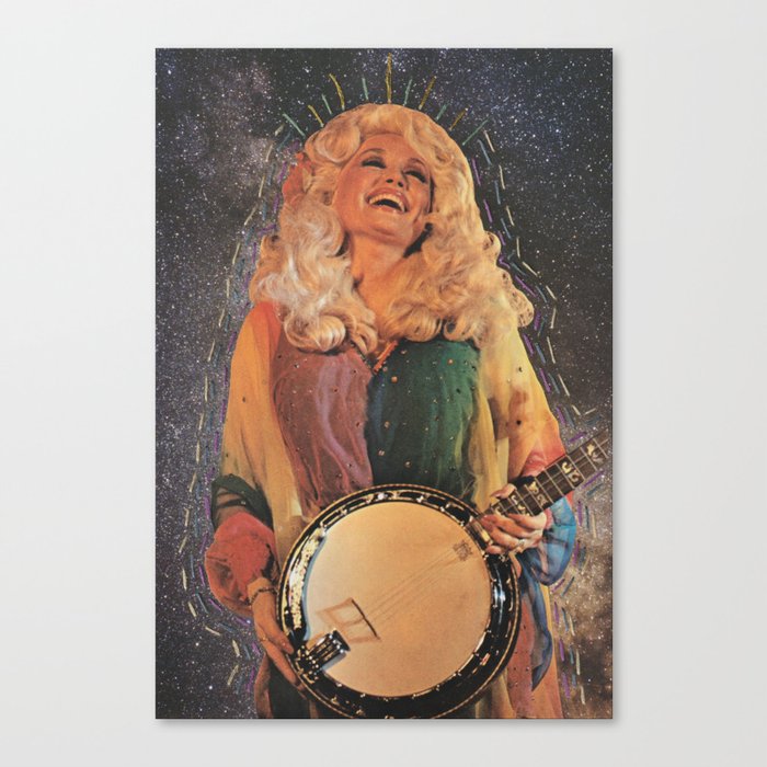 COSMIC DOLLY Analog Mixed Media Collage Canvas Print