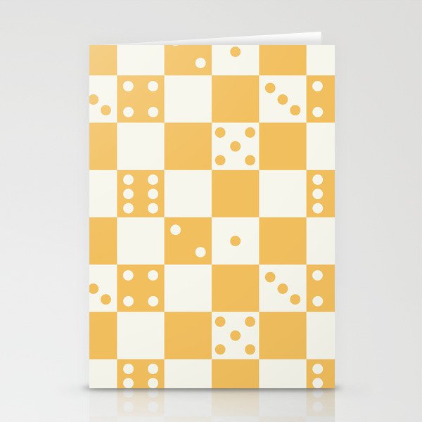 Checkered Dice Pattern (Creamy Milk & Banana Yellow Color Palette) Stationery Cards