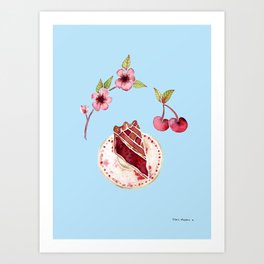 From beautiful to delicious: a cherry's life in blue Art Print