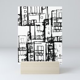 Black & Gray Fire Escapes Mini Art Print